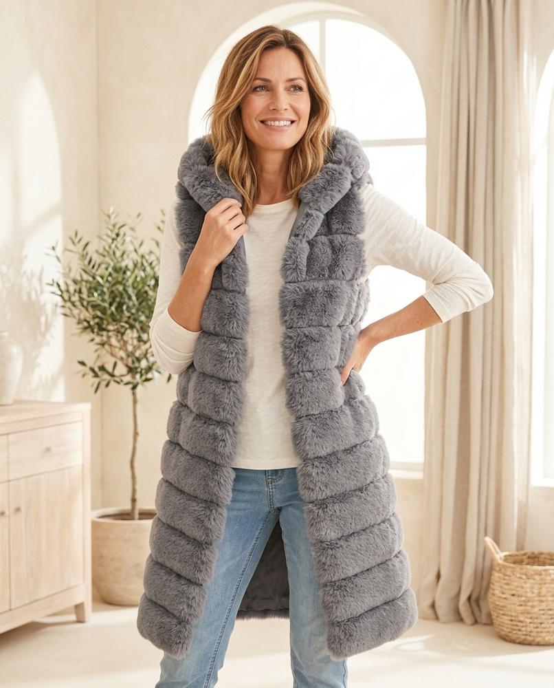 ExpressOutlet24 - Aldar | Faux Fur Hooded Vest Women