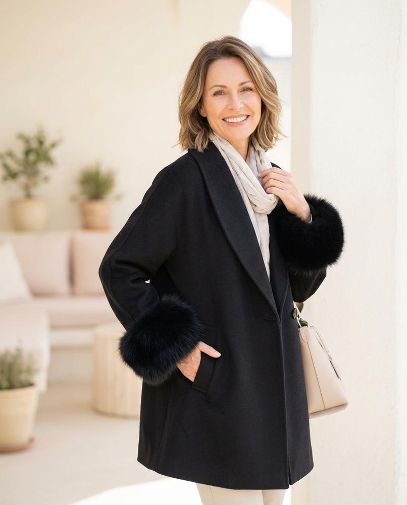 ExpressOutlet24 - Lomer | Belted Fur-Trimmed Coat Women