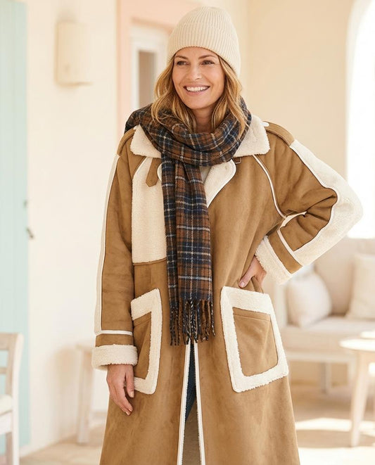 ExpressOutlet24 - Timor | Shearling-Lined Color-Blocked Coat Women