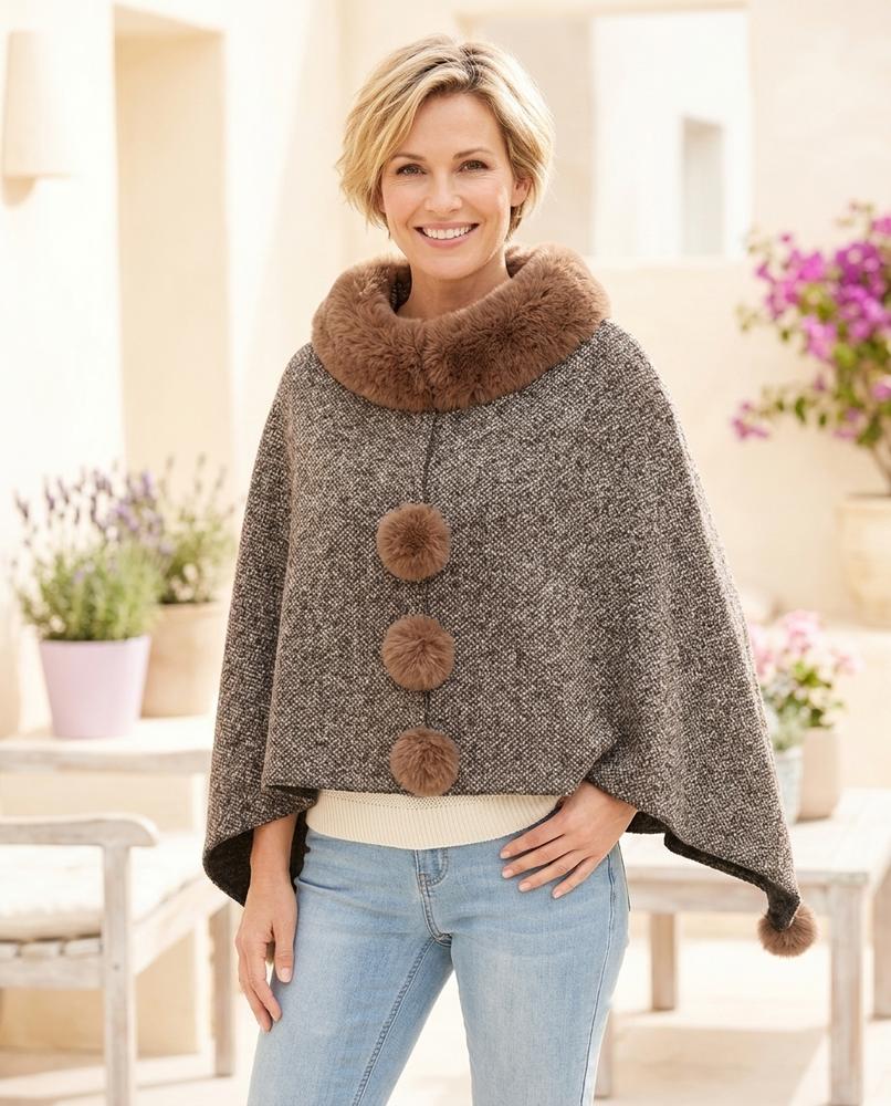 ExpressOutlet24 - Danav | Faux Fur-Trimmed Asymmetrical Coat Women