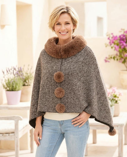 ExpressOutlet24 - Danav | Faux Fur-Trimmed Asymmetrical Coat Women