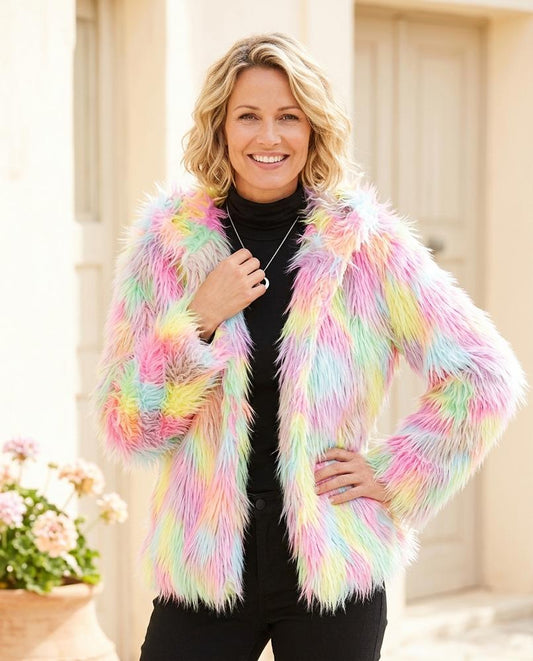 ExpressOutlet24 - Tamer | Faux Fur Multicolor Jacket Women