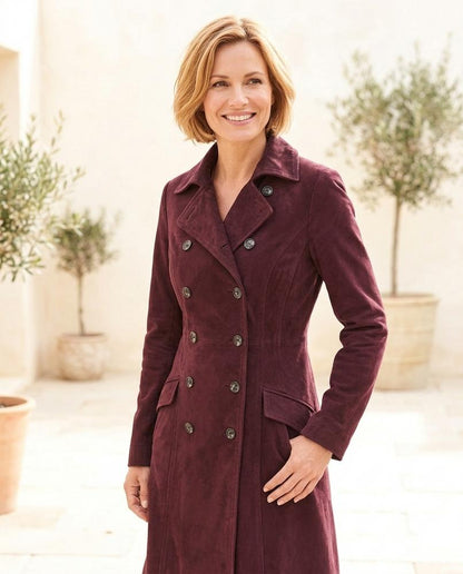 ExpressOutlet24 - Yokar | Double-Breasted Suede-Look Coat Women