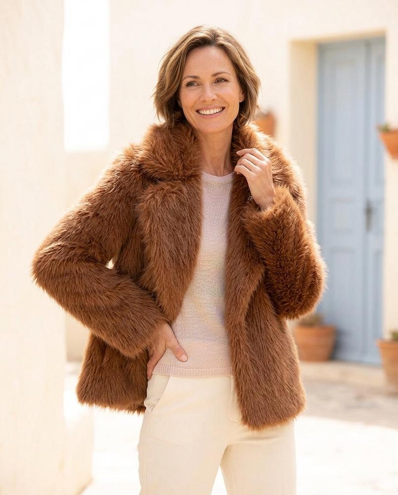 ExpressOutlet24 - Vevan | Faux Fur Open-Front Jacket Women