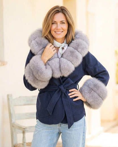 ExpressOutlet24 - Nilor | Fur-Trimmed Belted Coat Women