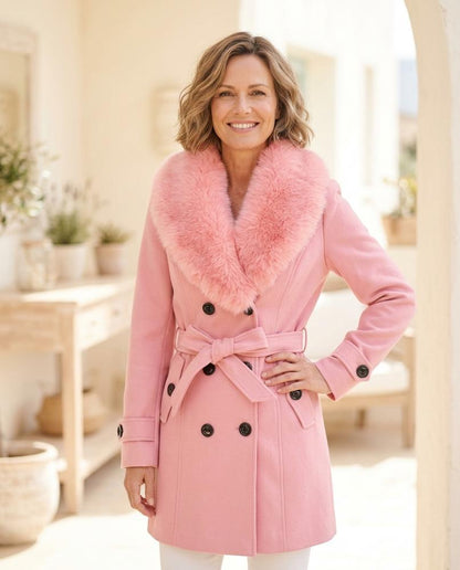 ExpressOutlet24 - Nokar | Double-Breasted Fur-Collar Coat Women