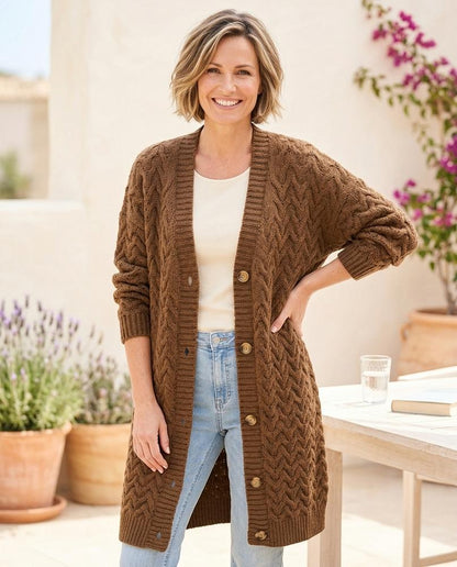 ExpressOutlet24 - Zaken | Cable-Knit Longline Knit Cardigan Women