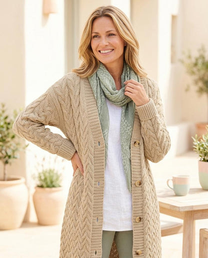 ExpressOutlet24 - Zaken | Cable-Knit Longline Knit Cardigan Women