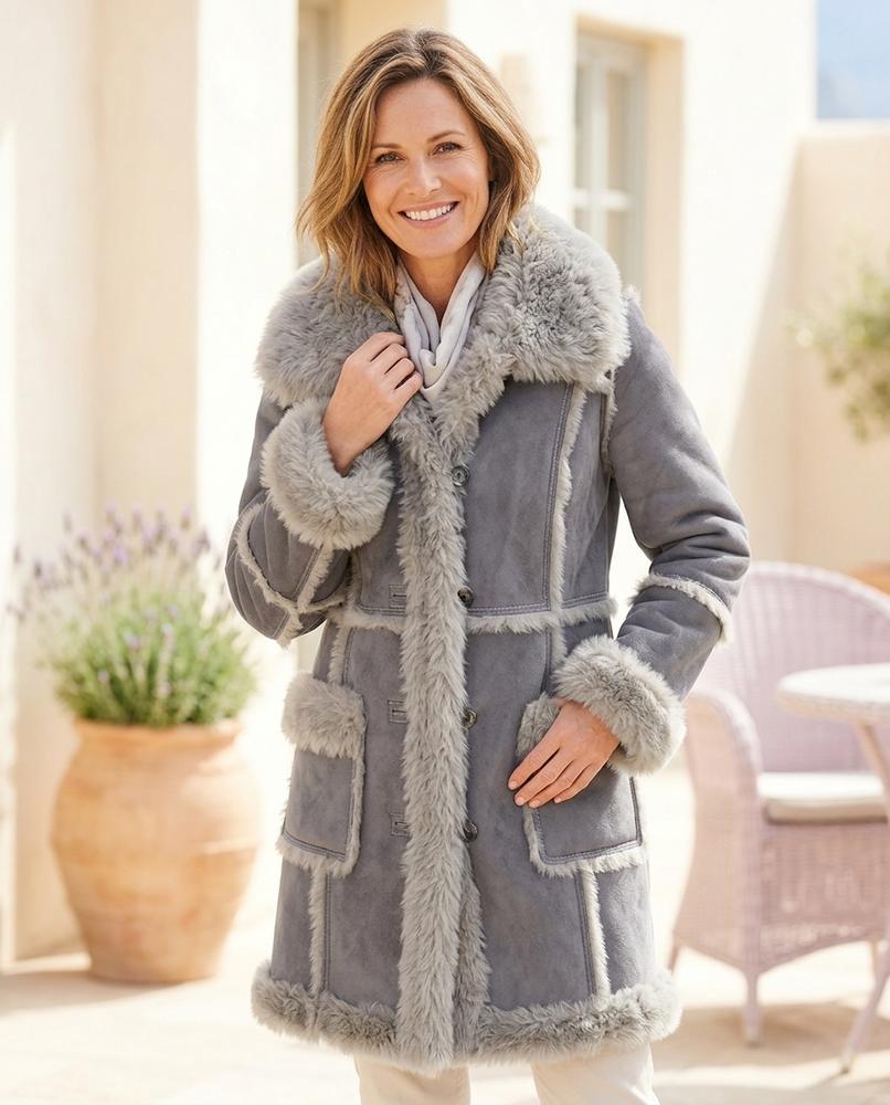 ExpressOutlet24 - Kahal | Shearling-Style Button-Front Coat Women