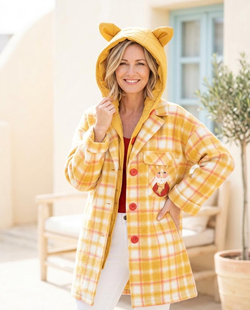 ExpressOutlet24 - Vilan | Hooded Plaid Coat Women