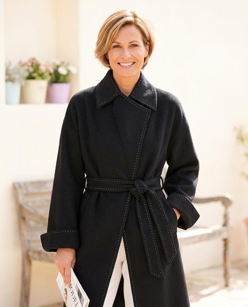 ExpressOutlet24 - Lynor | Belted Topstitched Coat Women