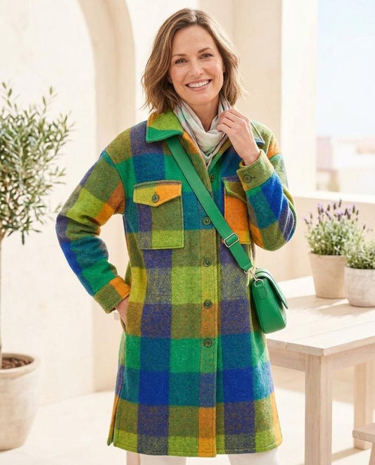 ExpressOutlet24 - Yoken | Plaid Button-Front Coat Women