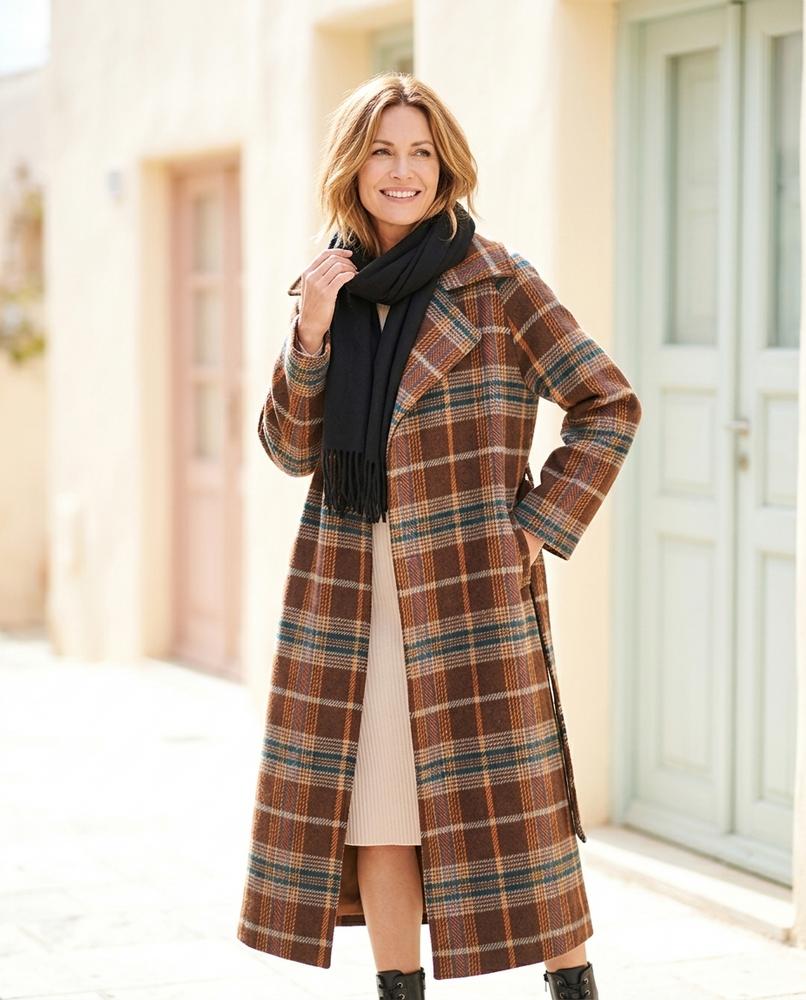 ExpressOutlet24 - Zezan | Plaid Belted Coat Women