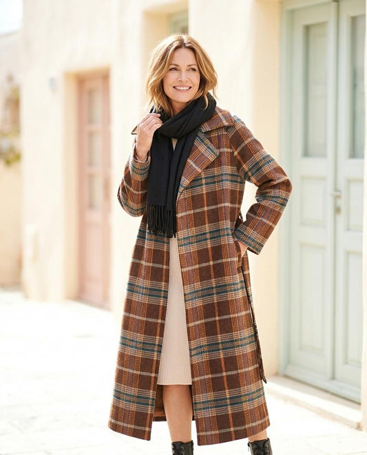 ExpressOutlet24 - Zezan | Plaid Belted Coat Women
