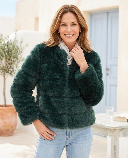 ExpressOutlet24 - Kalom | Faux-Fur Segmented Jacket Women