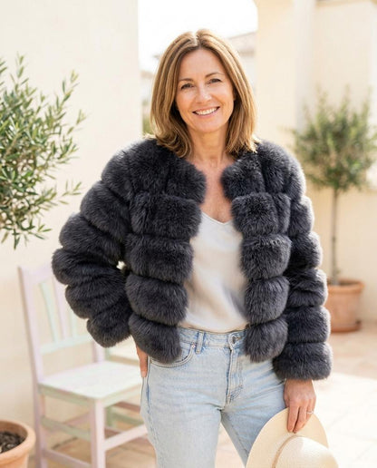 ExpressOutlet24 - Kalom | Faux-Fur Segmented Jacket Women