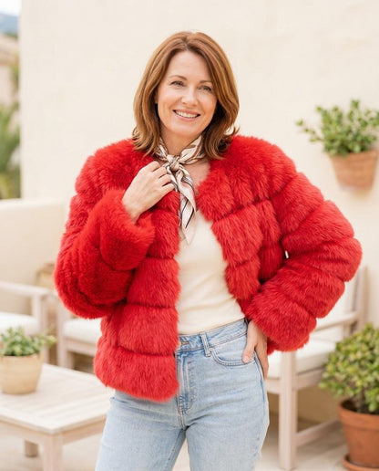 ExpressOutlet24 - Kalom | Faux-Fur Segmented Jacket Women