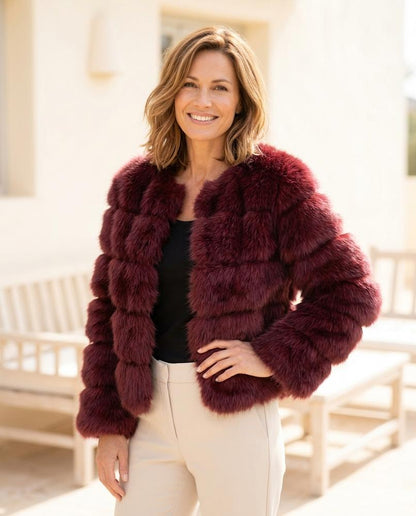 ExpressOutlet24 - Kalom | Faux-Fur Segmented Jacket Women