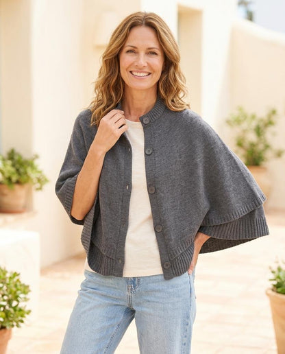 ExpressOutlet24 - Coron | Layered-Sleeve Button-Front Knit Cardigan Women