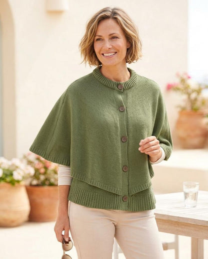ExpressOutlet24 - Coron | Layered-Sleeve Button-Front Knit Cardigan Women