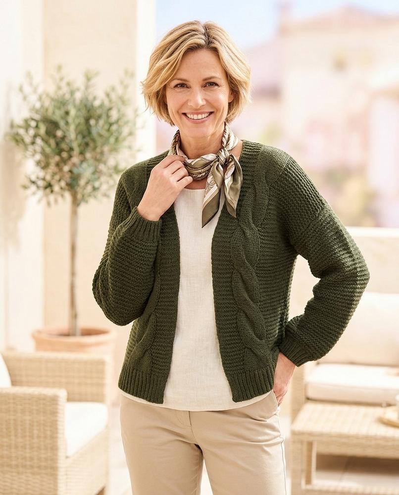 ExpressOutlet24 - Kanor | Cable Knit Open-Front Knit Cardigan Women