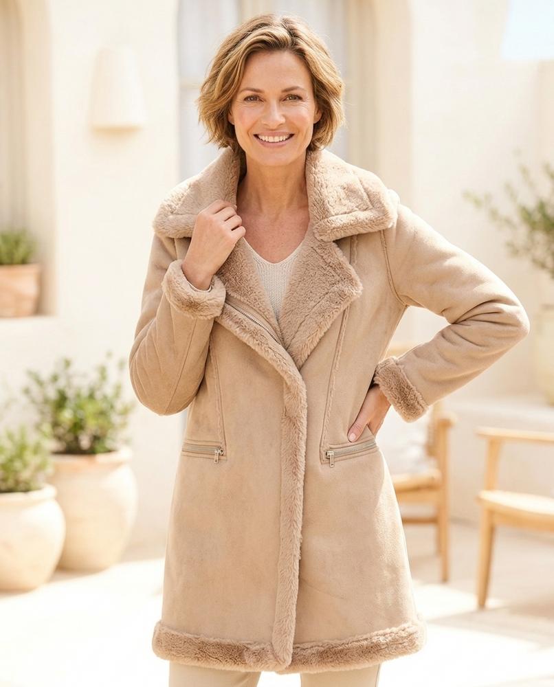 ExpressOutlet24 - Maral | Shearling-Lined Asymmetrical Coat Women