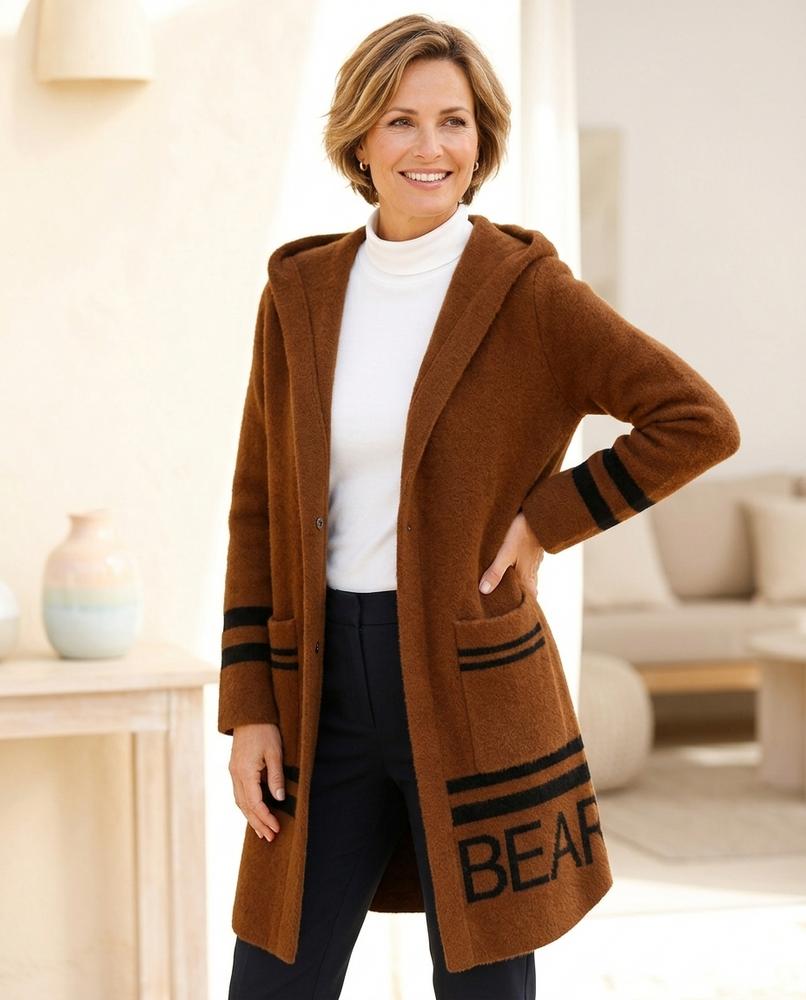 ExpressOutlet24 - Tizan | Hooded Embroidered Knit Cardigan Women