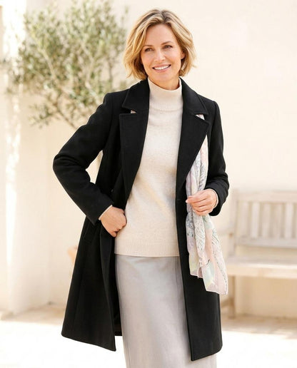 ExpressOutlet24 - Zesil | Black Notched Lapel Coat Women