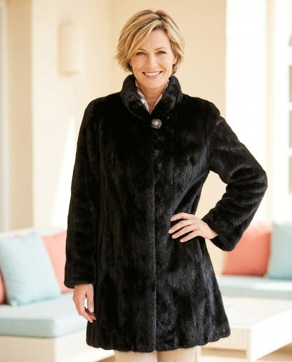 ExpressOutlet24 - Kelev | Faux Fur Stand-Collar Coat Women
