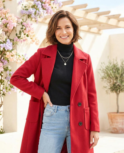 ExpressOutlet24 - Rolom | Double-Breasted Notched Lapel Coat Women