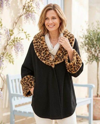 ExpressOutlet24 - Miral | Faux Fur-Trimmed Open-Front Coat Women