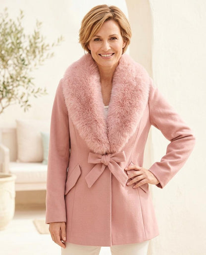 ExpressOutlet24 - Sakar | Fur-Trimmed Belted Coat Women