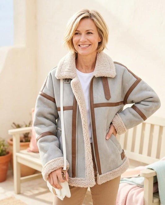 ExpressOutlet24 - Seven | Shearling-Lined Leather-Trimmed Jacket Women