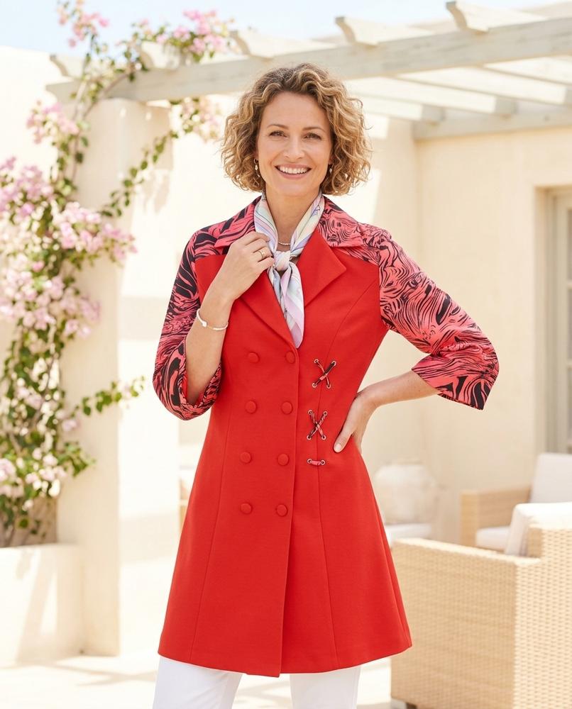 ExpressOutlet24 - Altir | Double-Breasted Patterned-Sleeve Coat Women