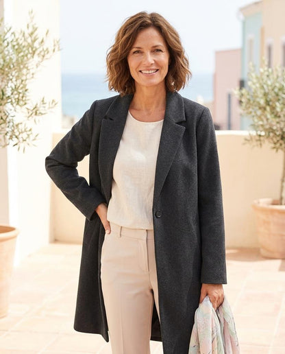 ExpressOutlet24 - Damon | Single-Breasted Notched Lapel Coat Women