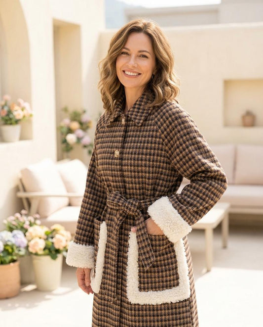 ExpressOutlet24 - Almir | Houndstooth Sherpa-Trimmed Coat Women