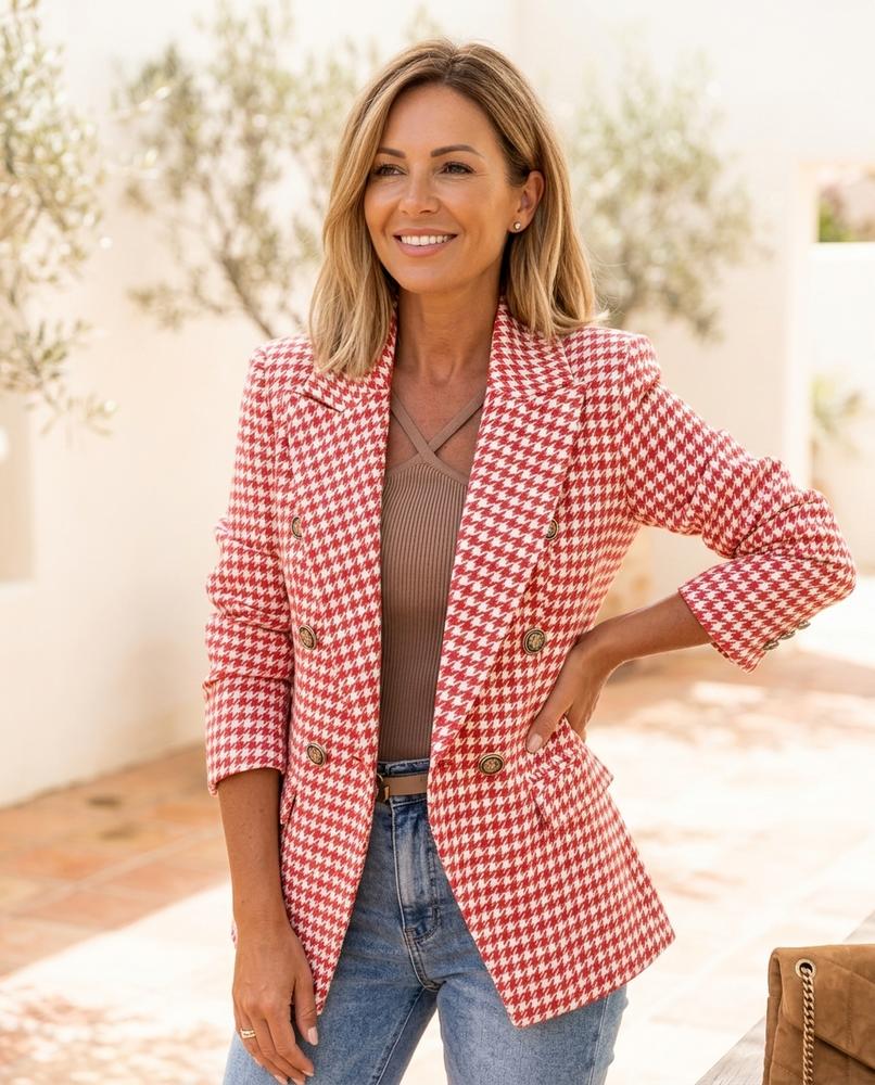 ExpressOutlet24 - Tirel | Houndstooth Double-Breasted Blazer Women