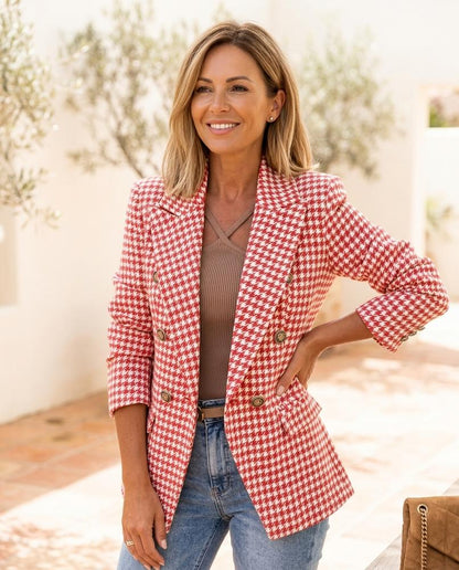 ExpressOutlet24 - Tirel | Houndstooth Double-Breasted Blazer Women