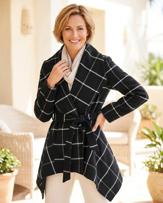 ExpressOutlet24 - Varev | Plaid Asymmetrical Coat Women