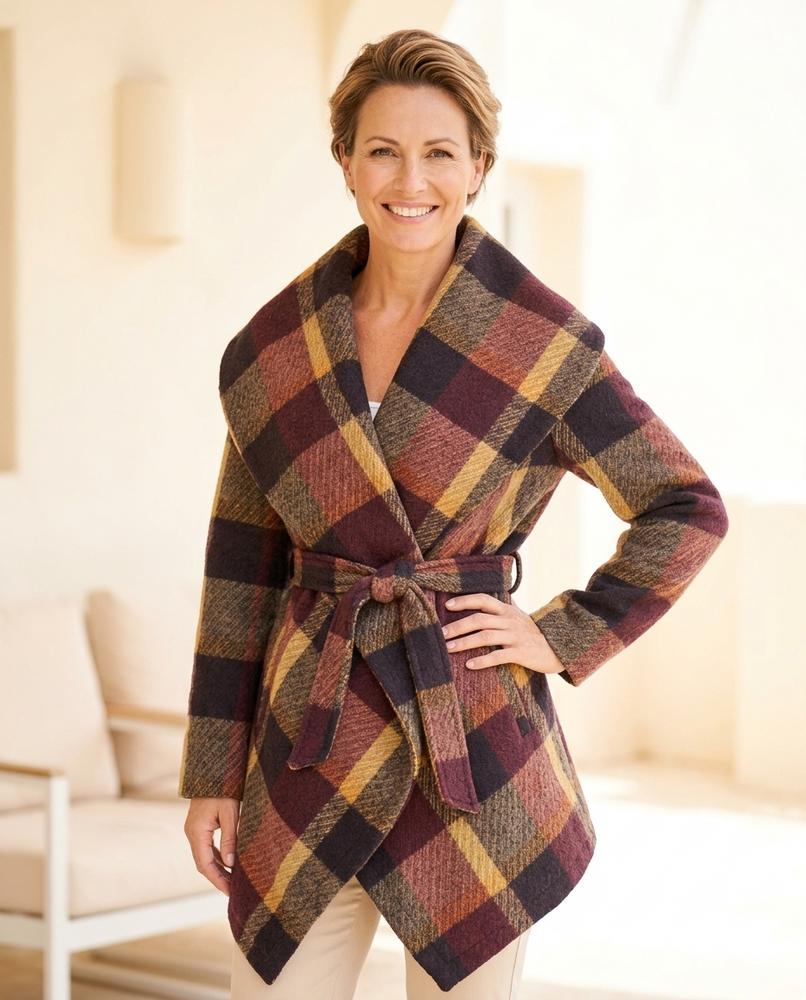 ExpressOutlet24 - Varev | Plaid Asymmetrical Coat Women