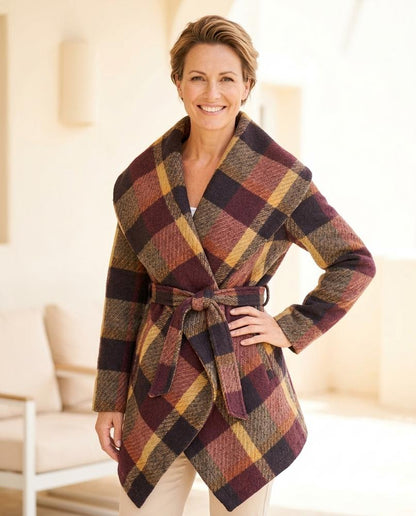 ExpressOutlet24 - Varev | Plaid Asymmetrical Coat Women