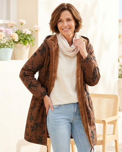 ExpressOutlet24 - Miran | Hooded Floral Print Coat Women
