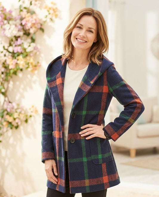 ExpressOutlet24 - Rakar | Plaid Hooded Coat Women