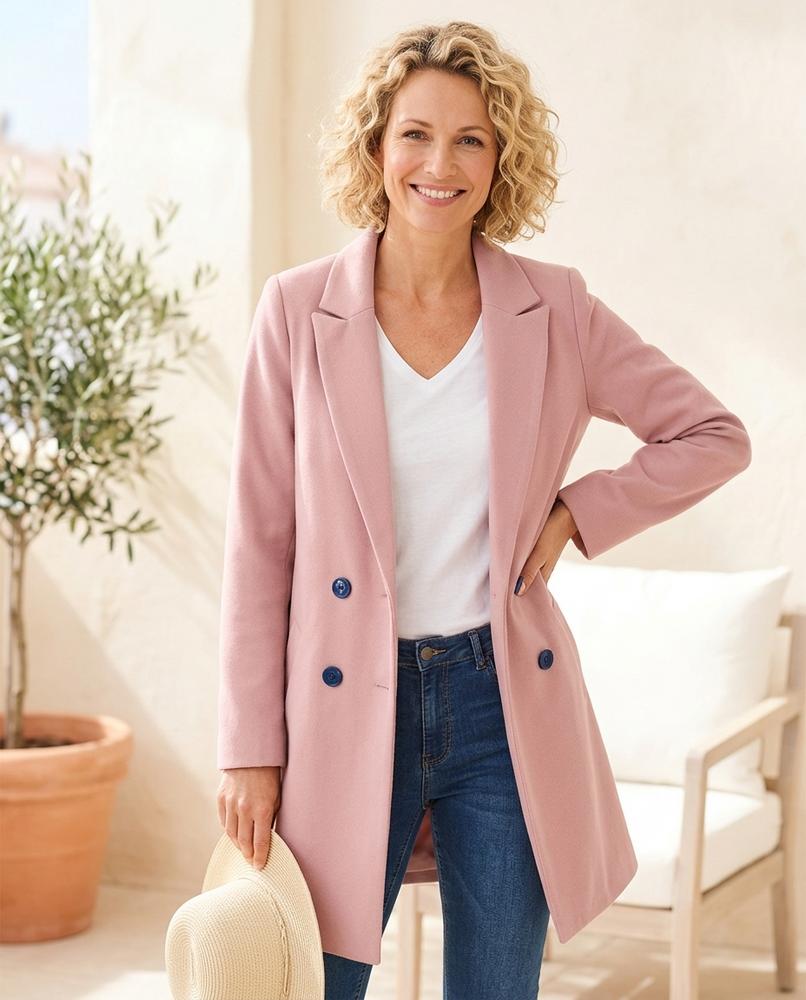 ExpressOutlet24 - Dalan | Double-Breasted Notched Lapel Coat Women