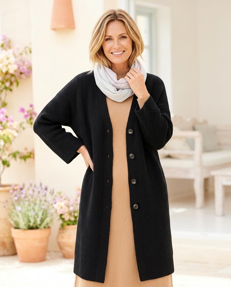 ExpressOutlet24 - Visol | Longline Button-Front Knit Cardigan Women