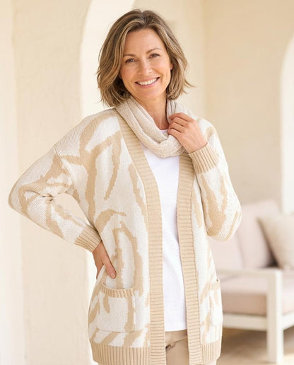 ExpressOutlet24 - Razan | Patterned Open-Front Knit Cardigan Women
