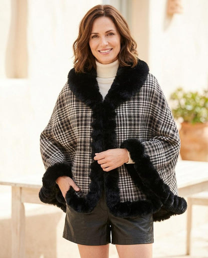 ExpressOutlet24 - Calan | Plaid Faux Fur-Trimmed Coat Women