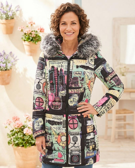 ExpressOutlet24 - Seken | Hooded Printed Coat Women