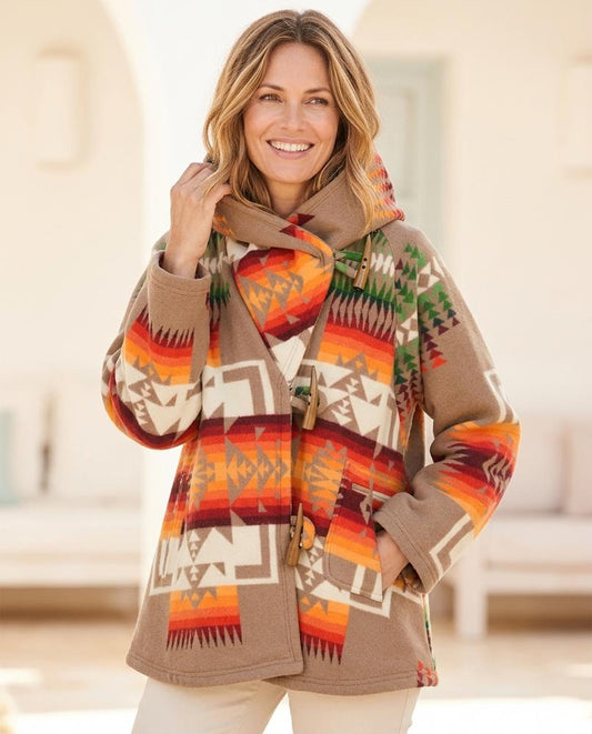 ExpressOutlet24 - Mimel | Hooded Patterned Coat Women