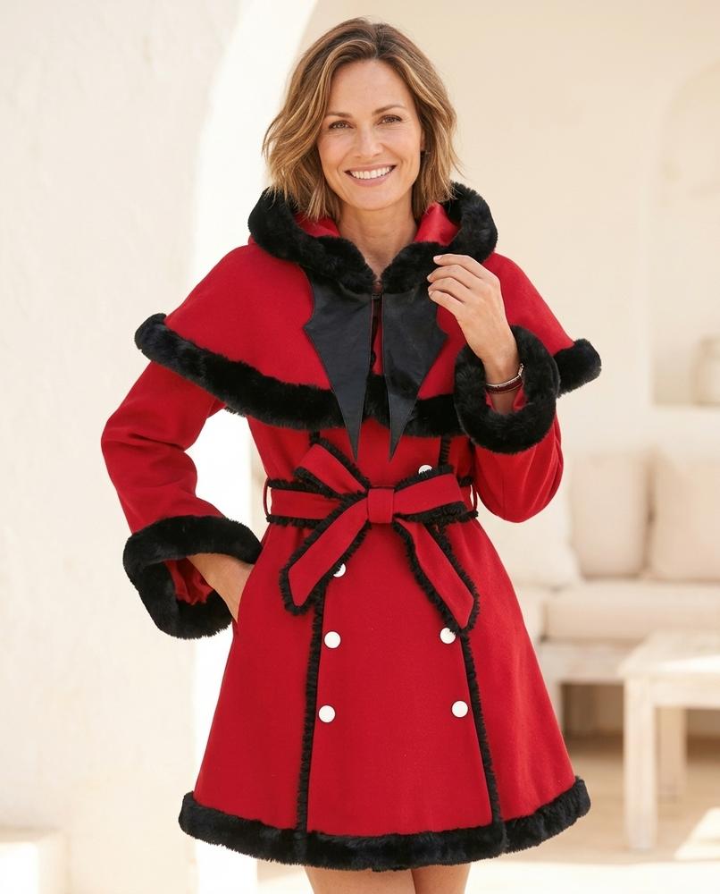ExpressOutlet24 - Misol | Caped Faux-Fur Trimmed Coat Women